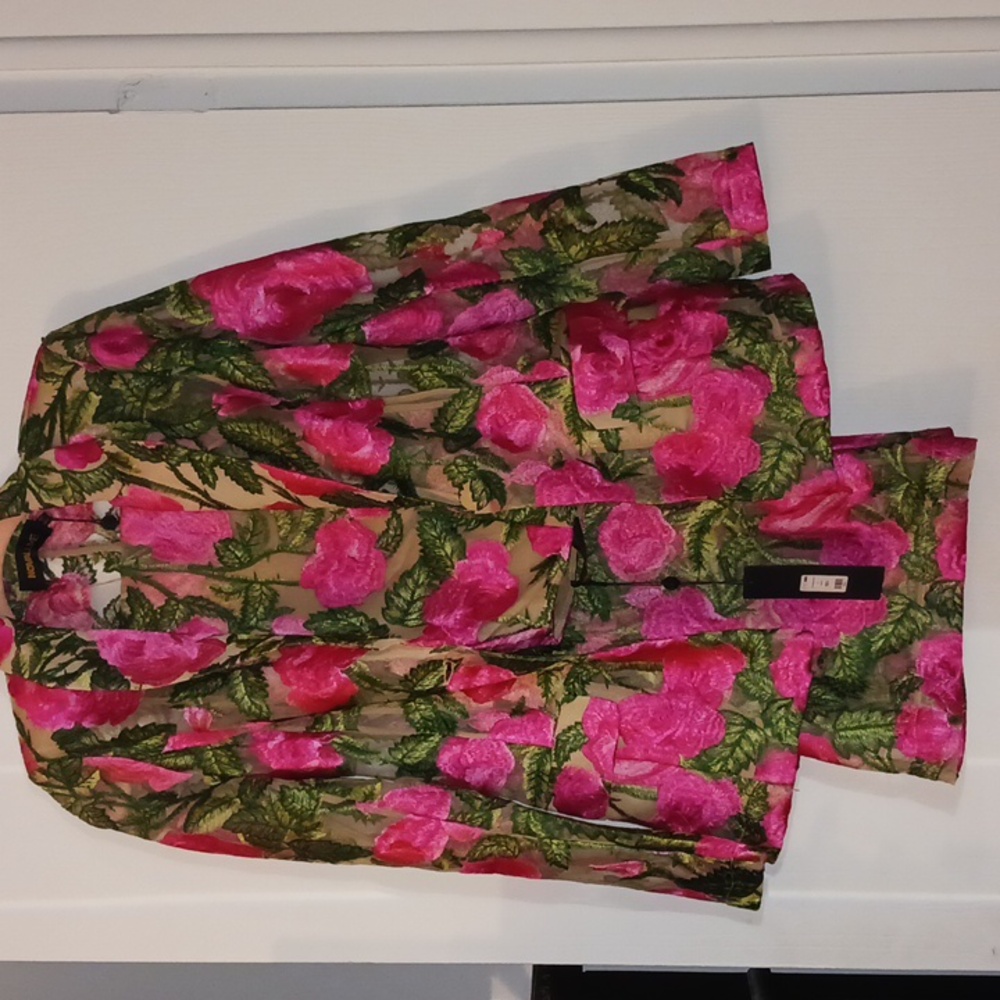 Fashion Nova Lux Sara Embroded Floral Pink & Green Women's Pant Suit